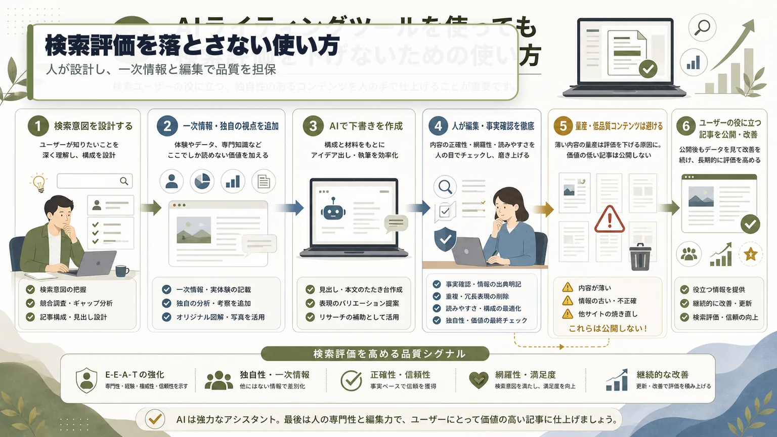 AIライティングで検索評価を落とさない使い方