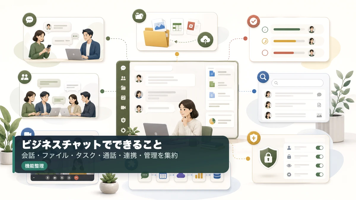 ビジネスチャットでできる社内連絡やファイル共有や管理機能