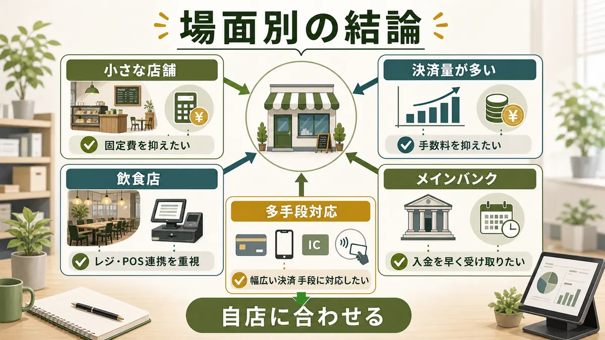 小さな店舗決済量が多い飲食店メインバンク多手段対応など場面別の選び方