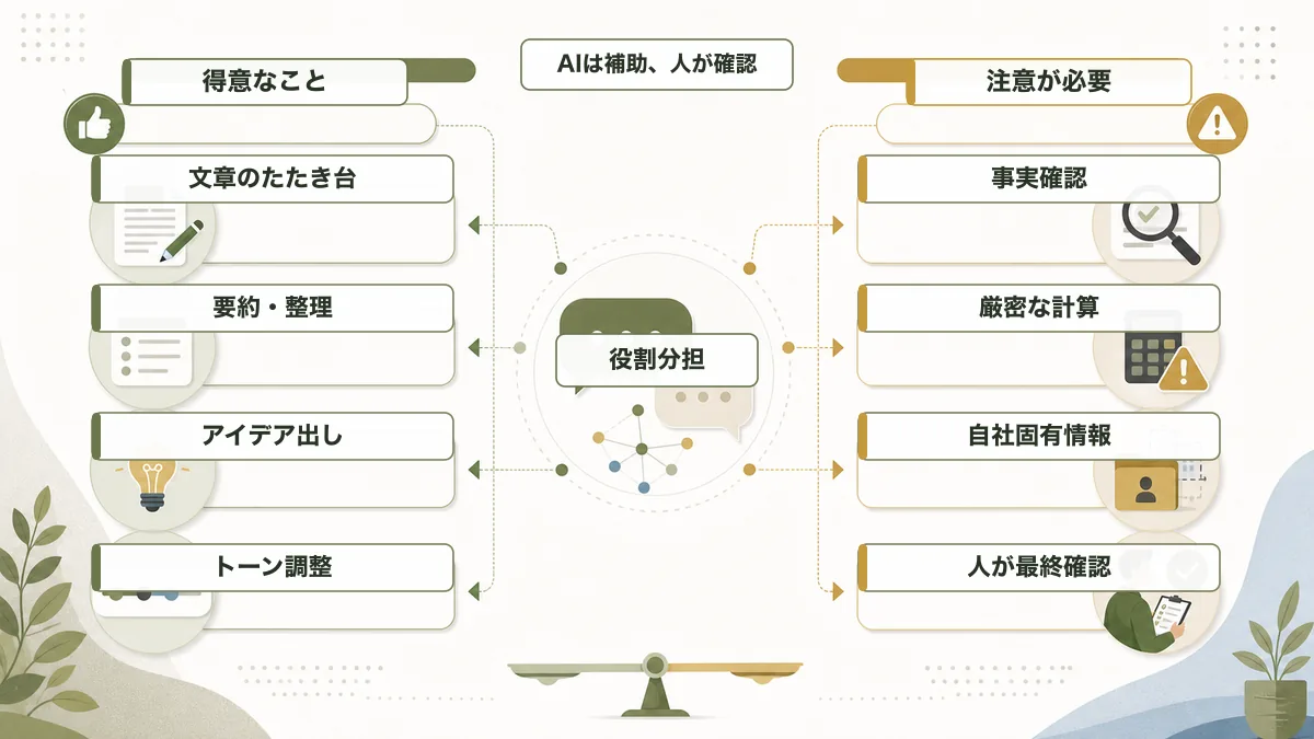ChatGPTの得意なことと注意が必要なことの比較