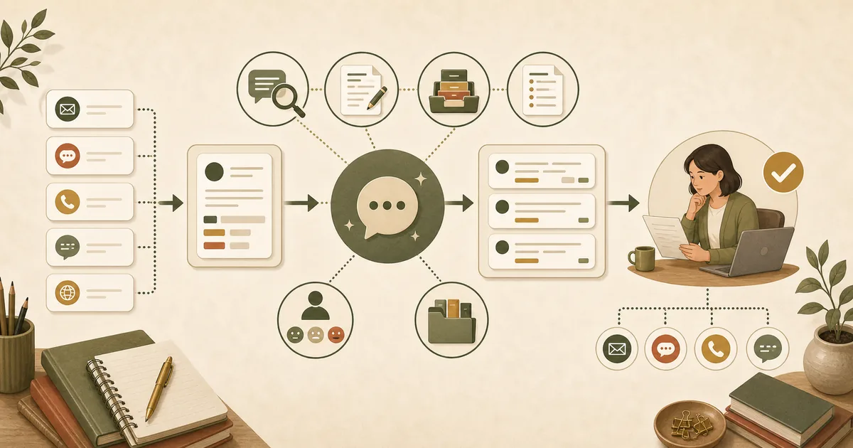 カスタマーサポートでAIが効く領域を示す図解
