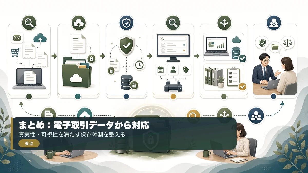 電子取引データ保存は真実性と可視性から対応する