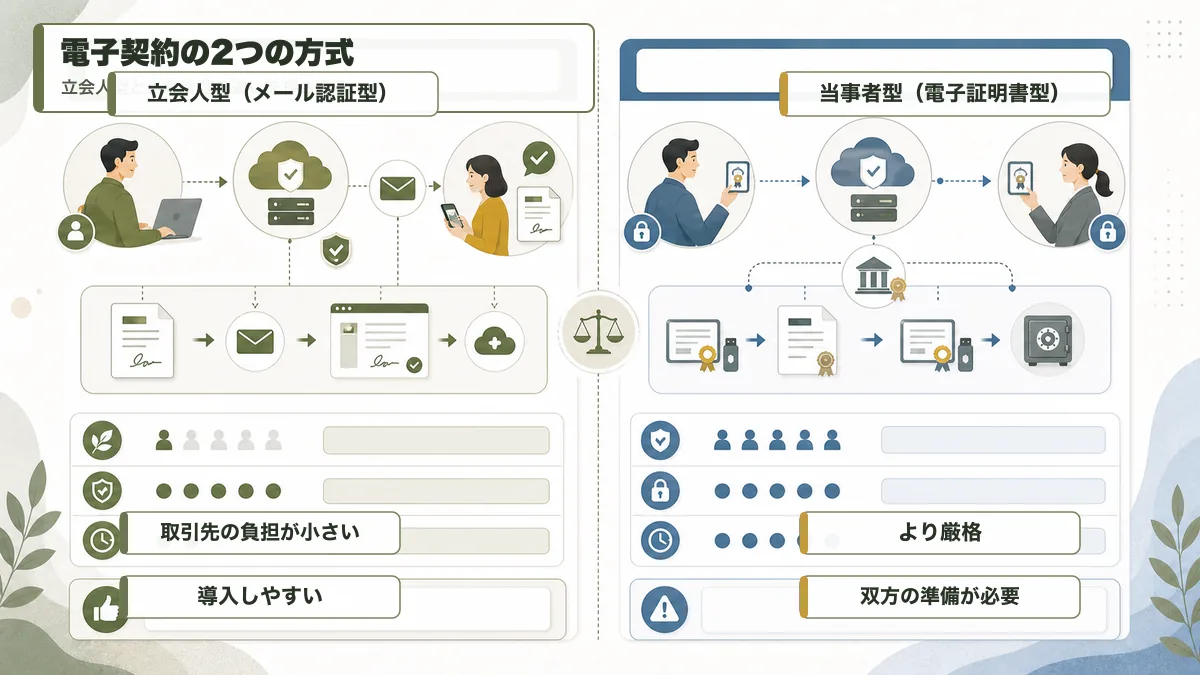 電子契約の立会人型と当事者型の違い