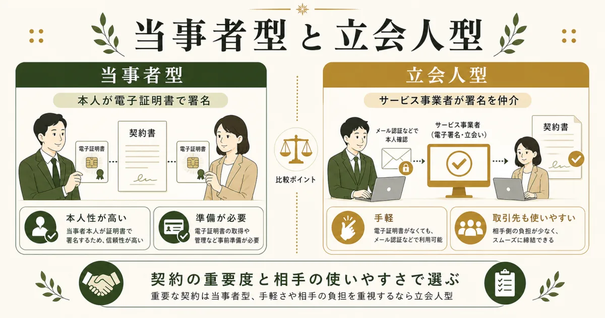 当事者型と立会人型の電子署名の違い