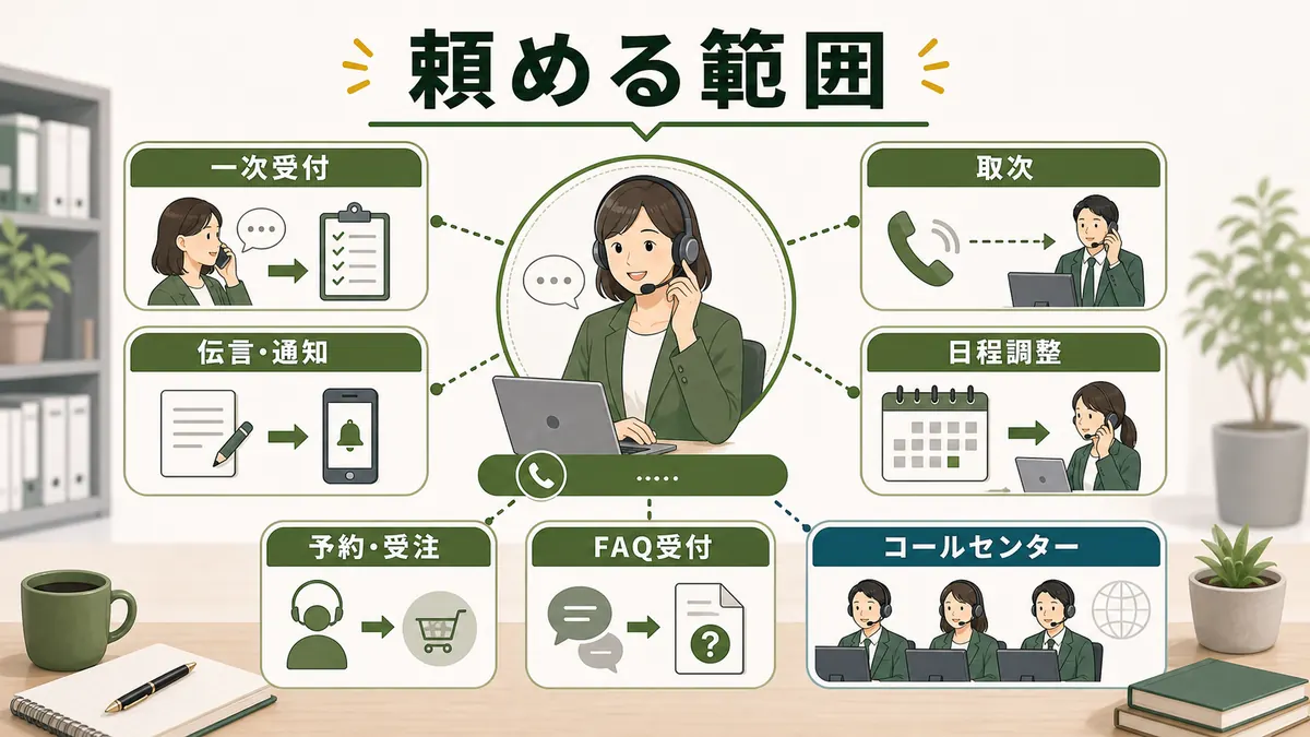 電話代行で頼める一次受付伝言通知取次日程調整予約受注FAQ受付の範囲