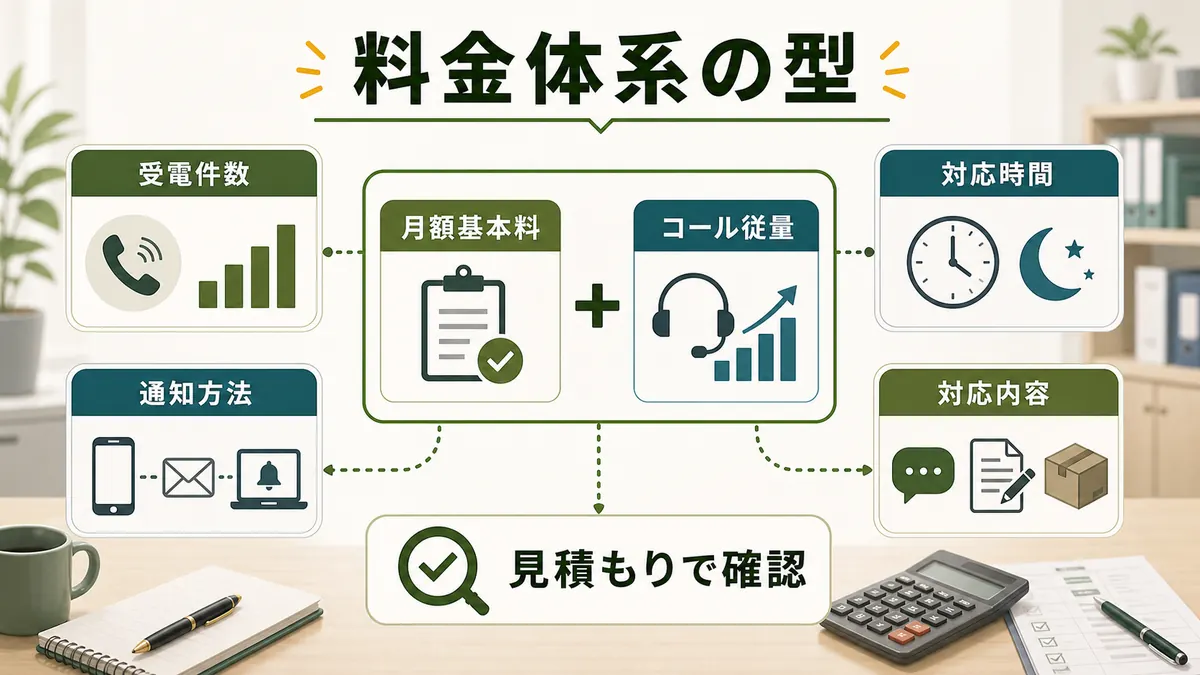 電話代行の月額基本料コール従量受電件数対応時間通知方法対応内容で変わる料金体系