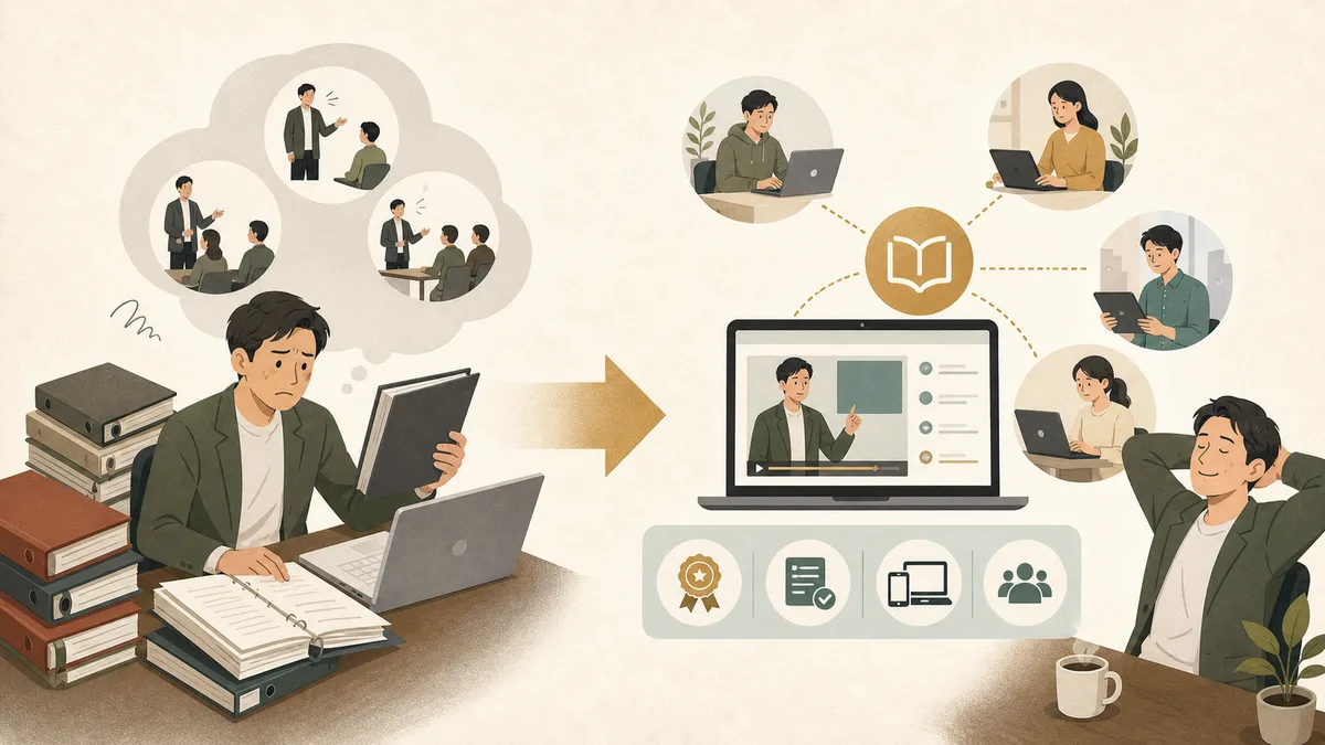 中小企業がeラーニングで研修の属人化を減らし教育を均一化して担当者の負担を抑える