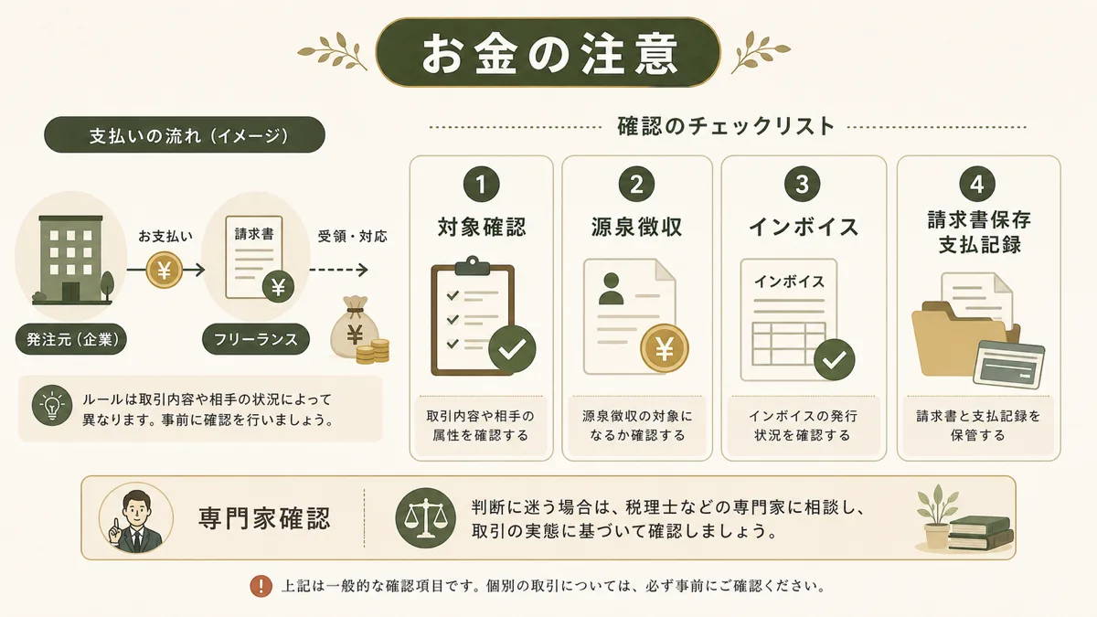 源泉徴収とインボイスの確認事項