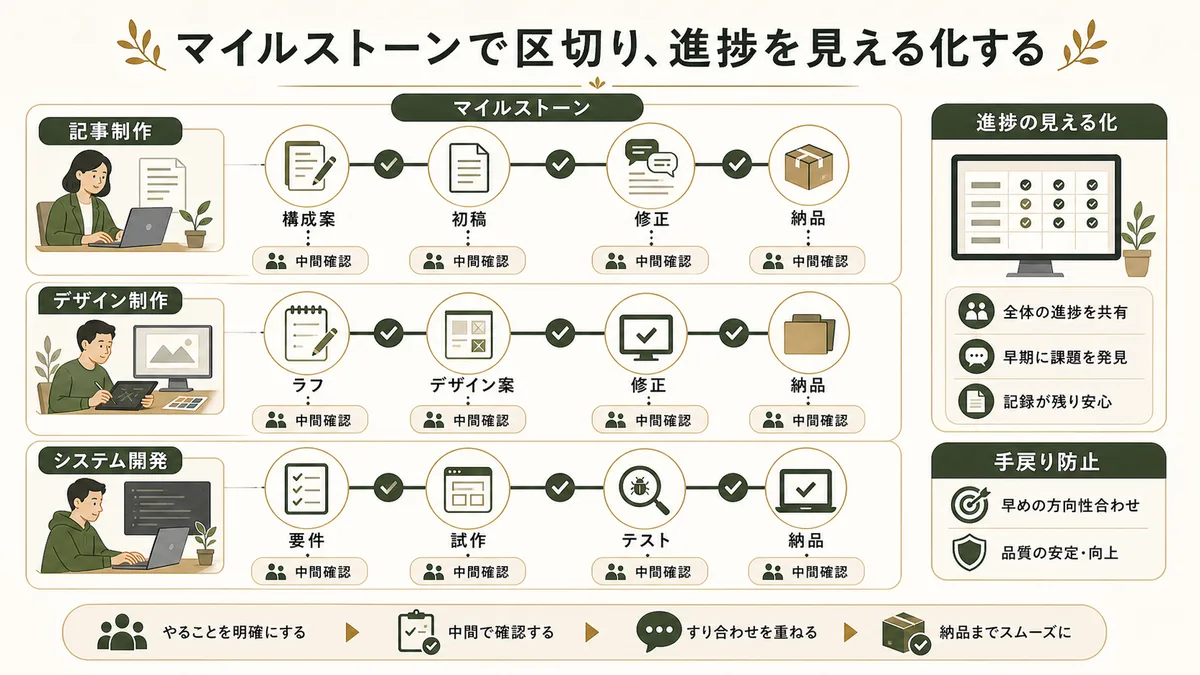 マイルストーンで区切る外注の進行管理