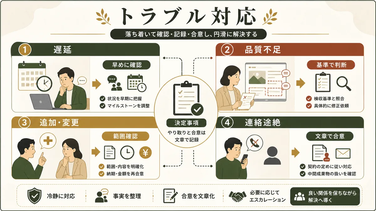 外注でトラブルが起きたときの対応