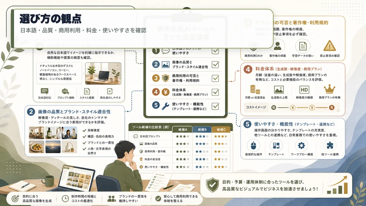 画像生成AIを選ぶ観点
