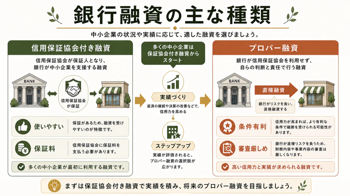 銀行融資の保証付き融資とプロパー融資の違い
