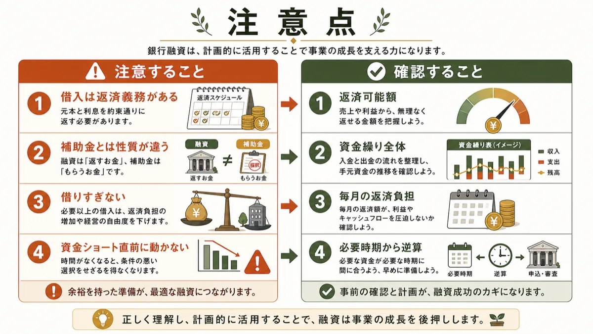 銀行融資で借りすぎを避ける注意点