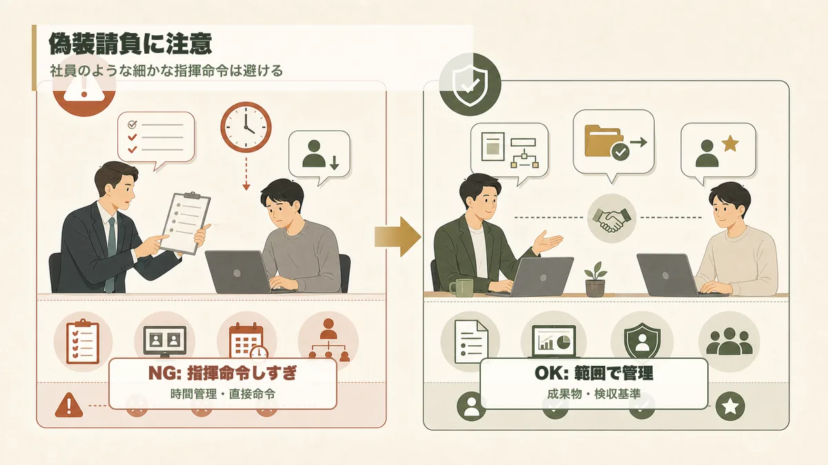 業務委託で偽装請負を避けるための注意点