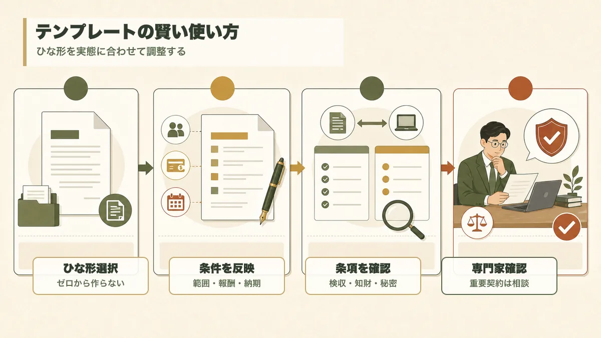 業務委託契約書テンプレートを自社条件に合わせて調整する流れ