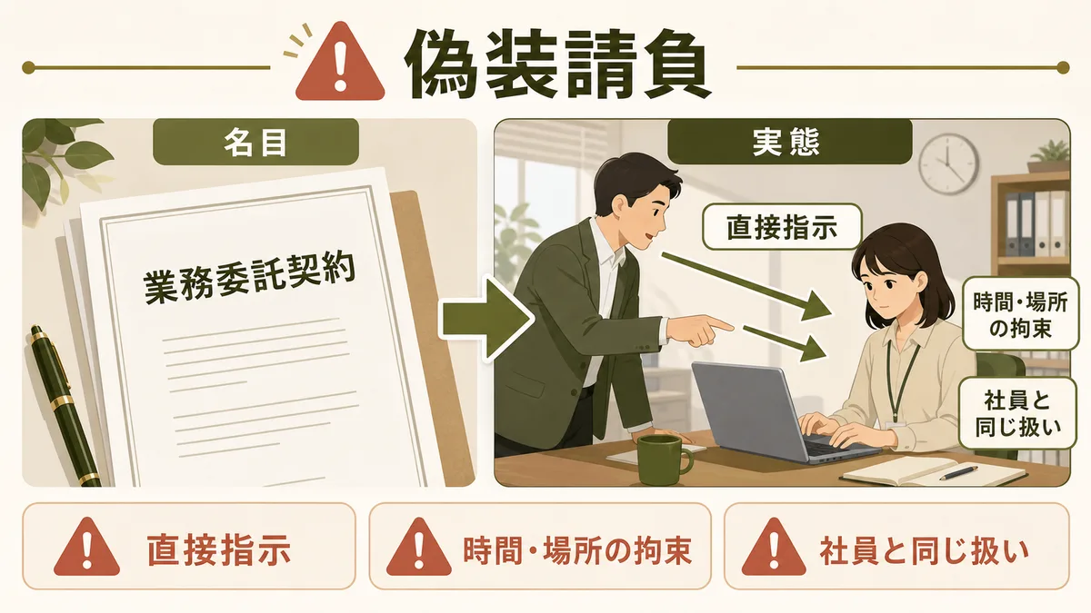 名目は業務委託でも実態が派遣に近い偽装請負の注意点