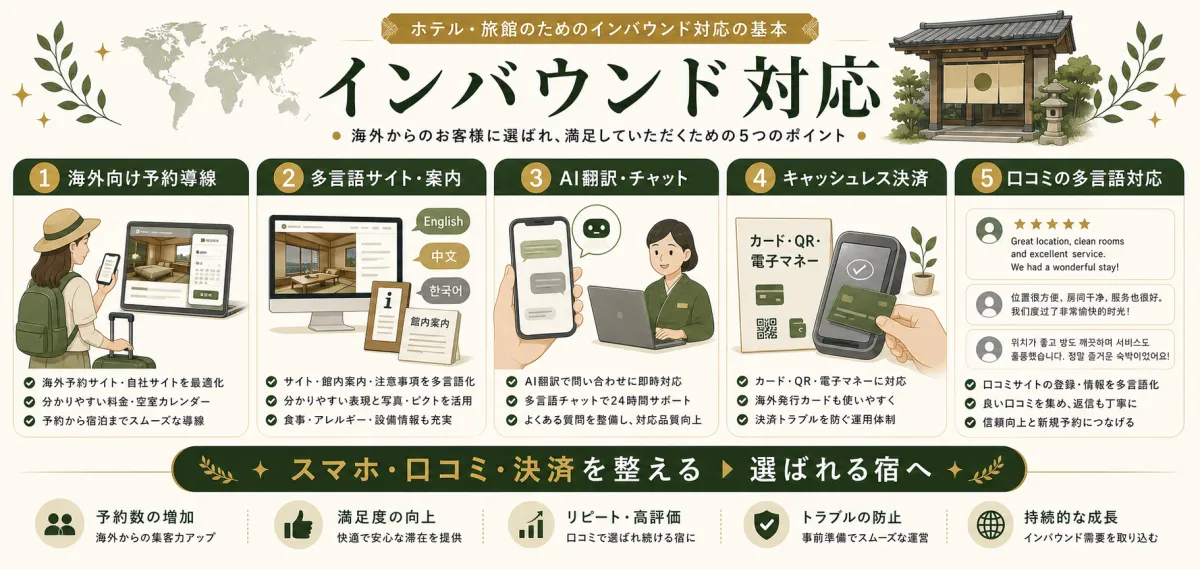 ホテル旅館のインバウンド対応に必要な多言語と決済と口コミ整備