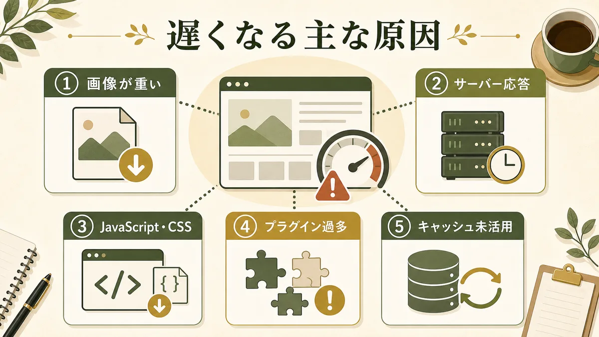 ホームページが遅くなる主な原因