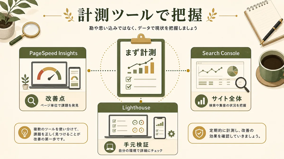 表示速度を計測するPageSpeed Insights・Search Console・Lighthouse