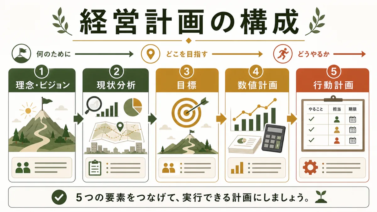理念から行動計画までの経営計画の構成