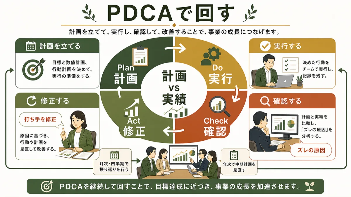 経営計画を確認と修正で回す改善サイクル
