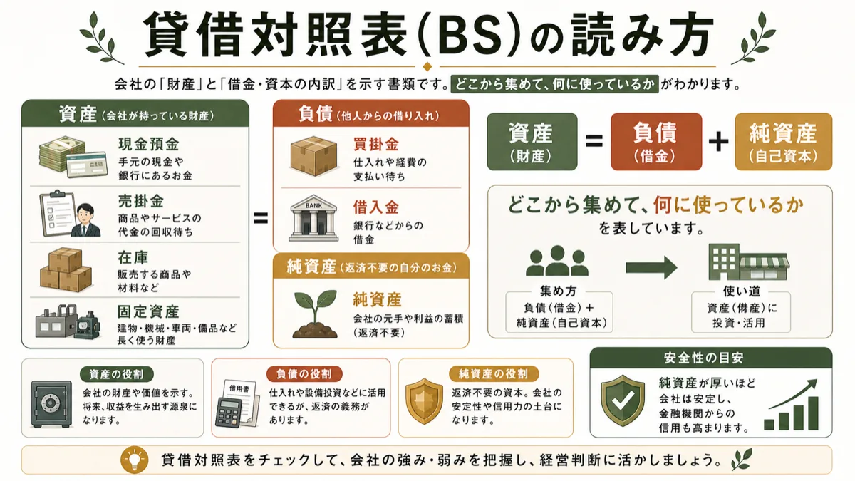 貸借対照表で資産と負債と純資産を見る構造