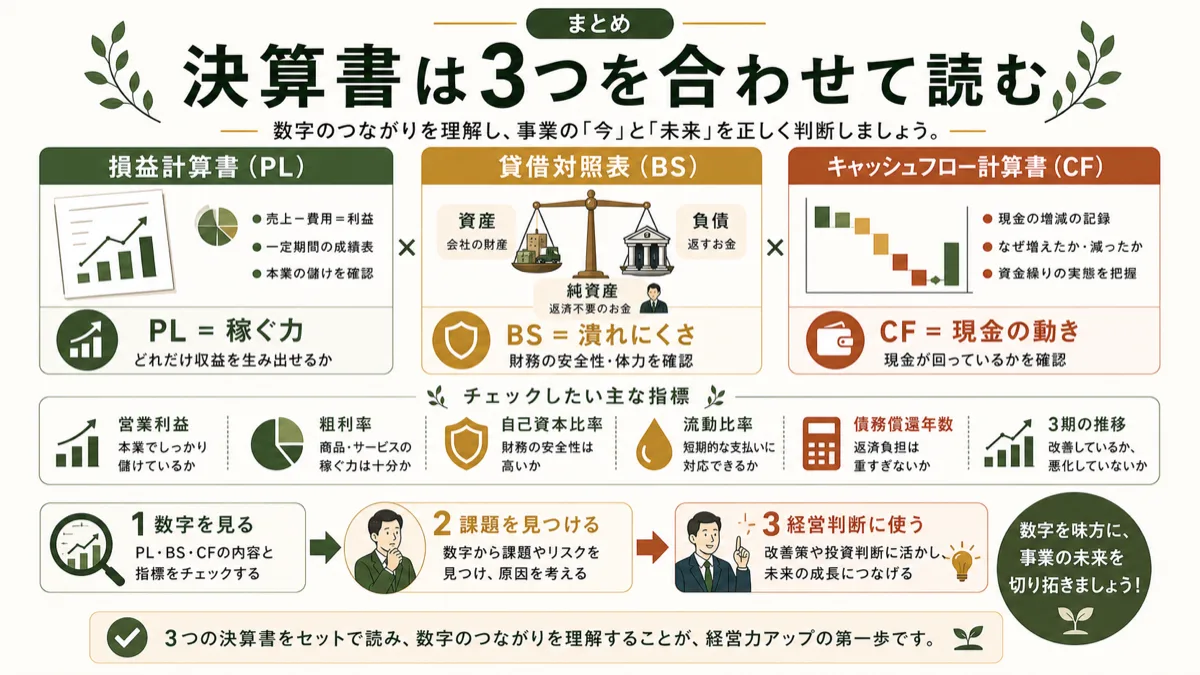 決算書はPLとBSとCFを合わせて読む