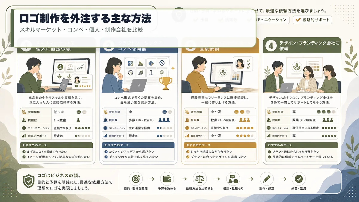ロゴ制作を外注する主な方法の比較