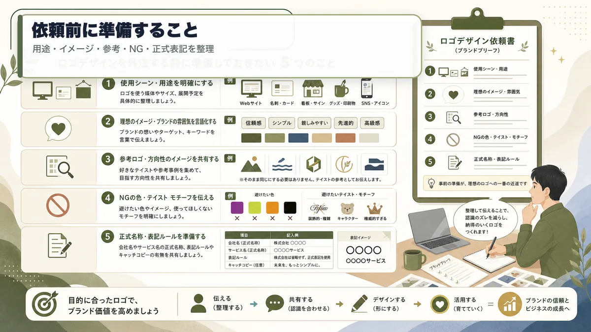 ロゴ制作を依頼する前に準備する用途やイメージや参考例