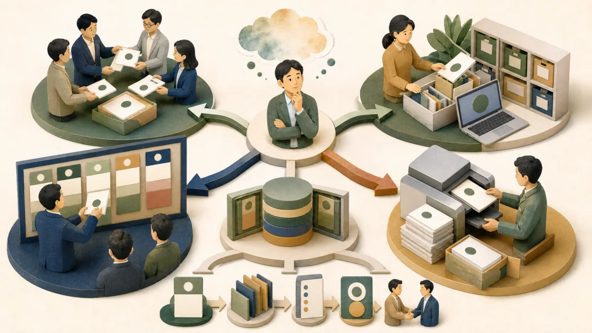 人脈共有・顧客データベース・営業進捗・大量名刺取込の目的別に管理方法を選ぶ図