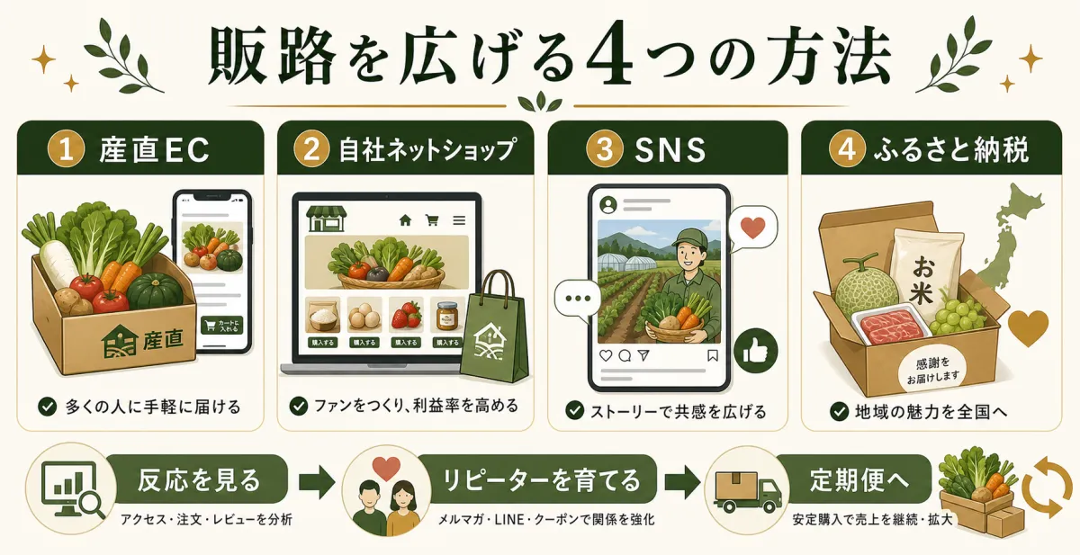 農産物の販路を広げる産直ECと自社ネットショップとSNSとふるさと納税