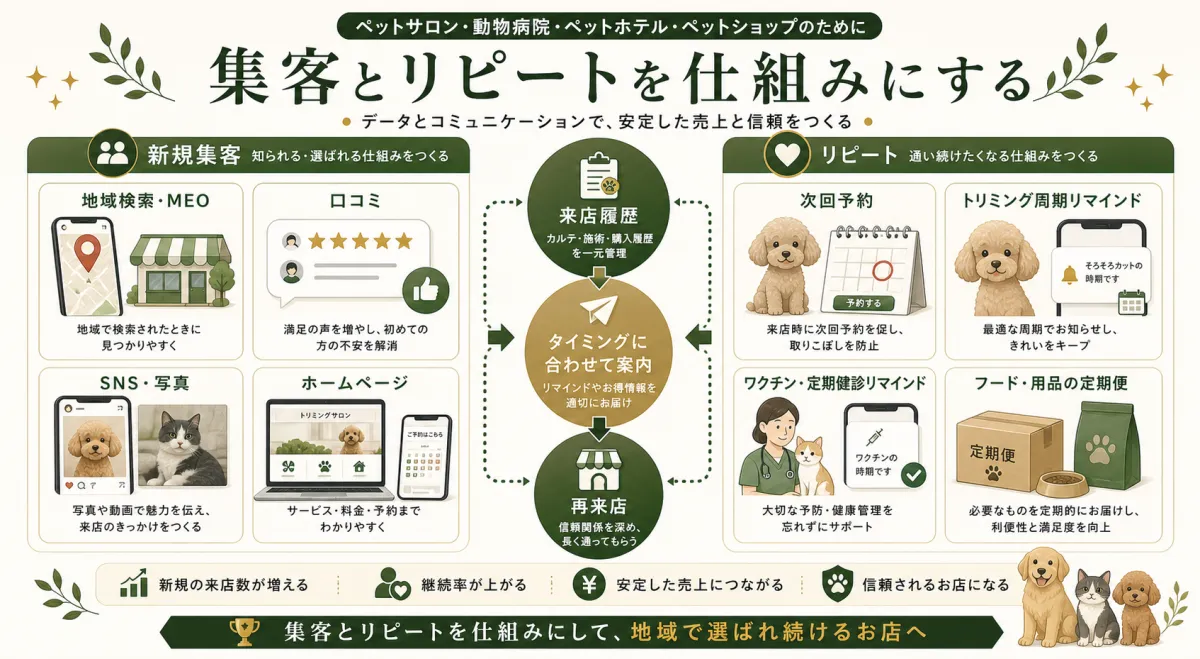 ペット事業の地域集客とトリミング周期やワクチンのリマインド