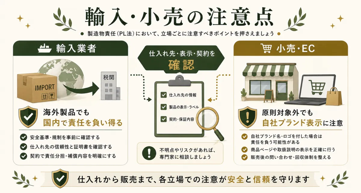 輸入業者と小売ECがPL法で注意する仕入れ先と表示と契約
