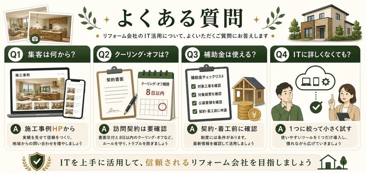 リフォーム会社のIT活用とクーリングオフと補助金でよくある質問まとめ