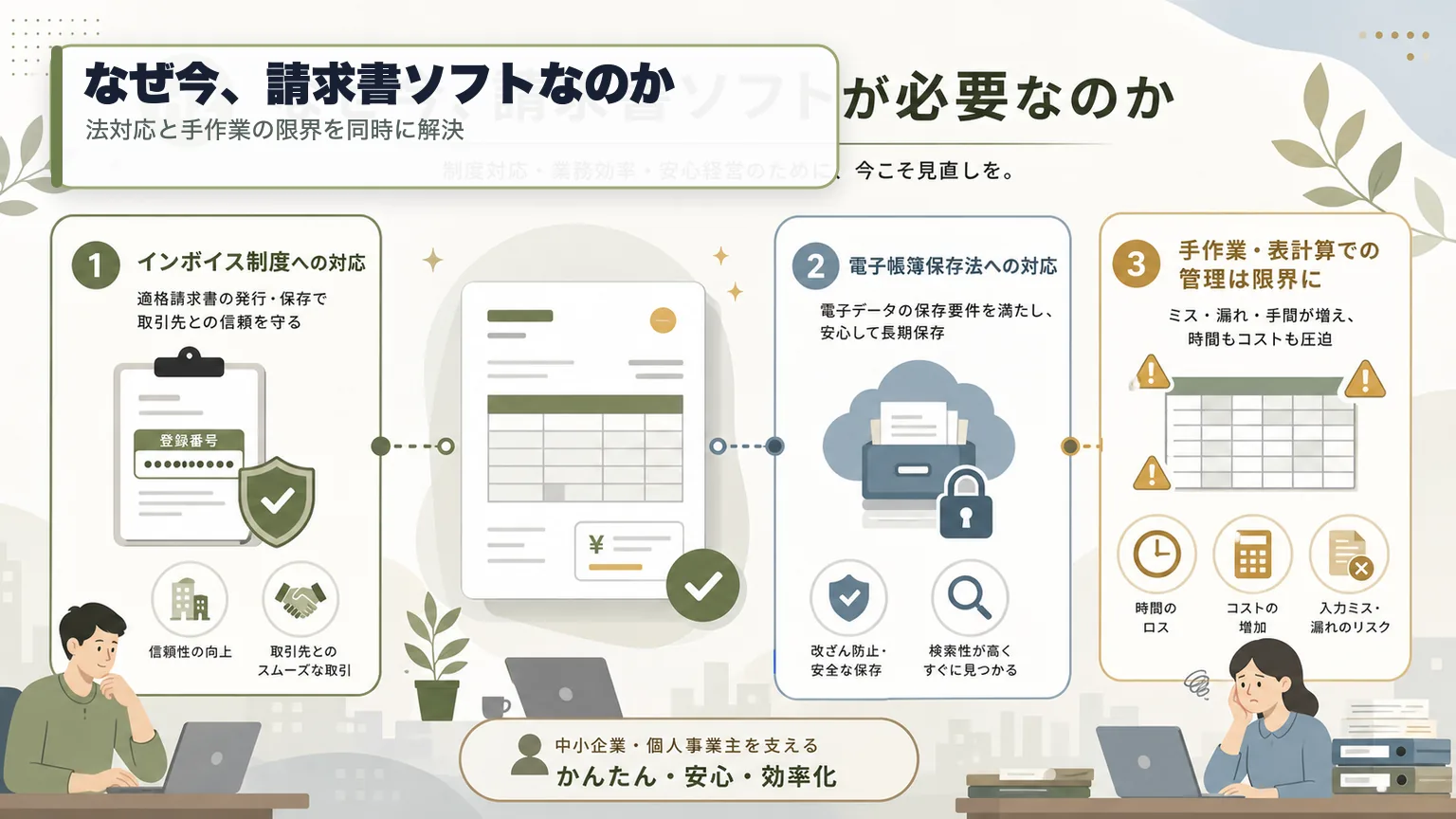 インボイス制度と電子帳簿保存法に対応する請求書ソフトの必要性