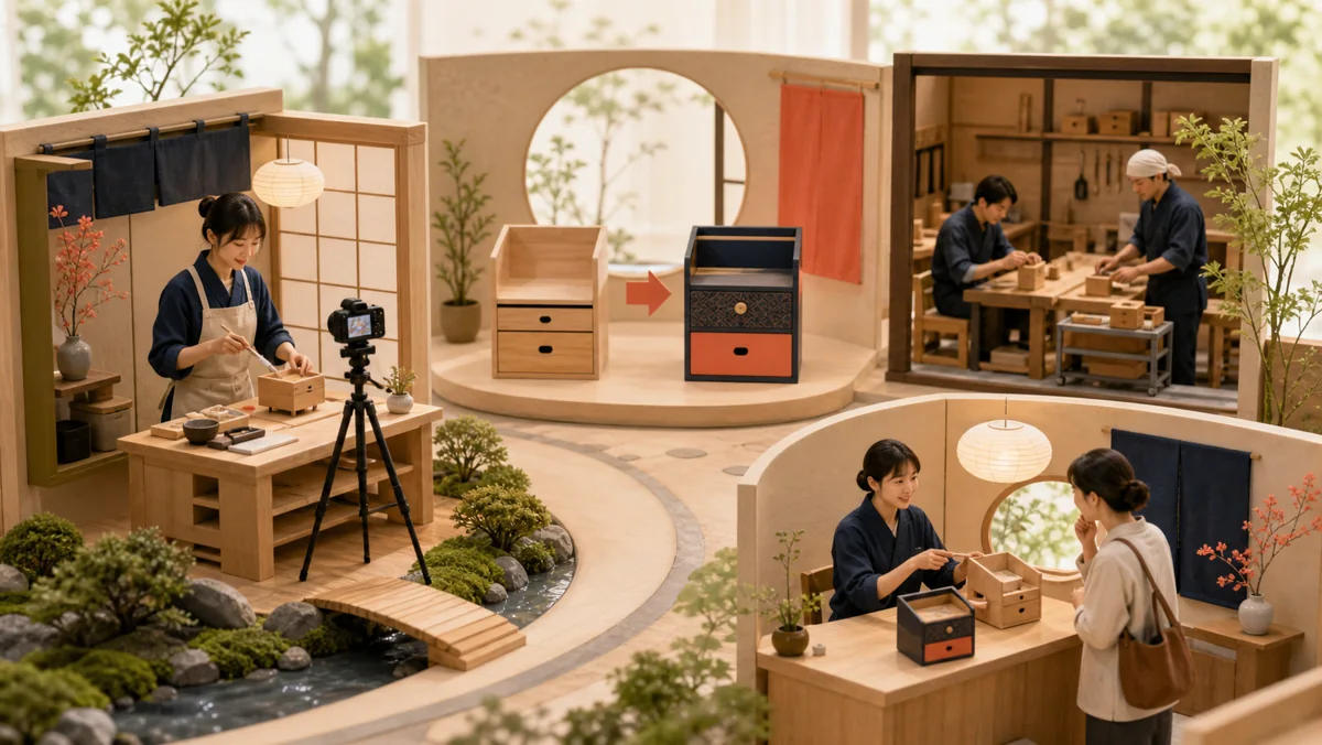 ハウツー・商品の変化・制作の裏側・質問対応という短尺動画の4つの題材を示す図