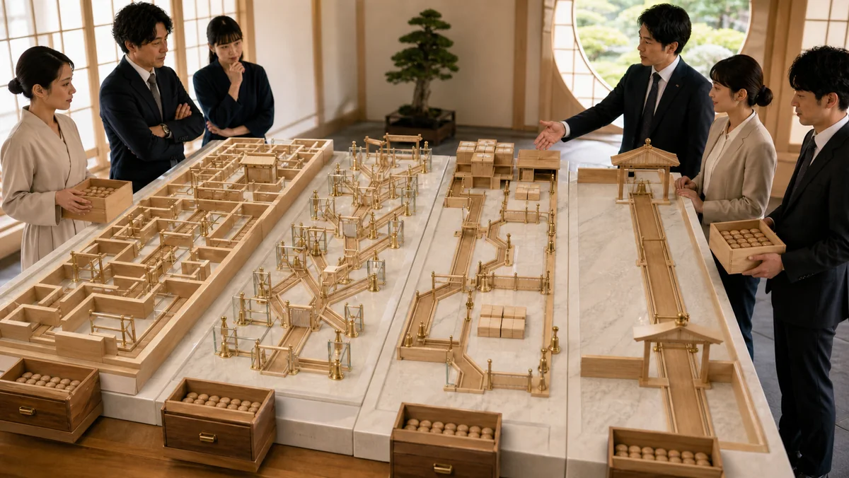 紙の迷路をそのまま再現・例外分岐の過多・二重運用を一本道の試行で防ぐ図