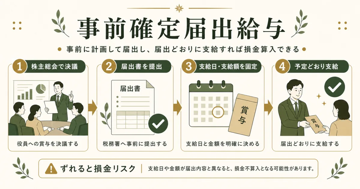 事前確定届出給与の届出から支給までの流れ